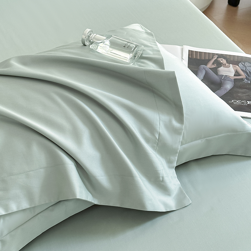 2024新款现代轻奢A类50S100支长绒棉纯色系列-单枕套 枕套/对 奶油绿