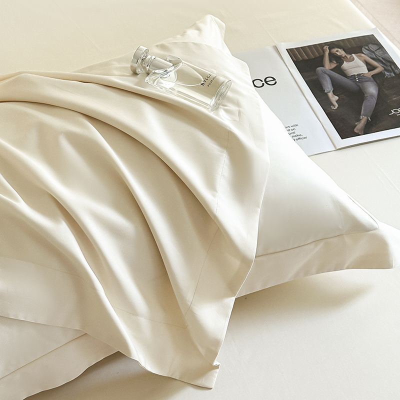 2024新款现代轻奢A类50S100支长绒棉纯色系列-单枕套 枕套/对 元气白桃