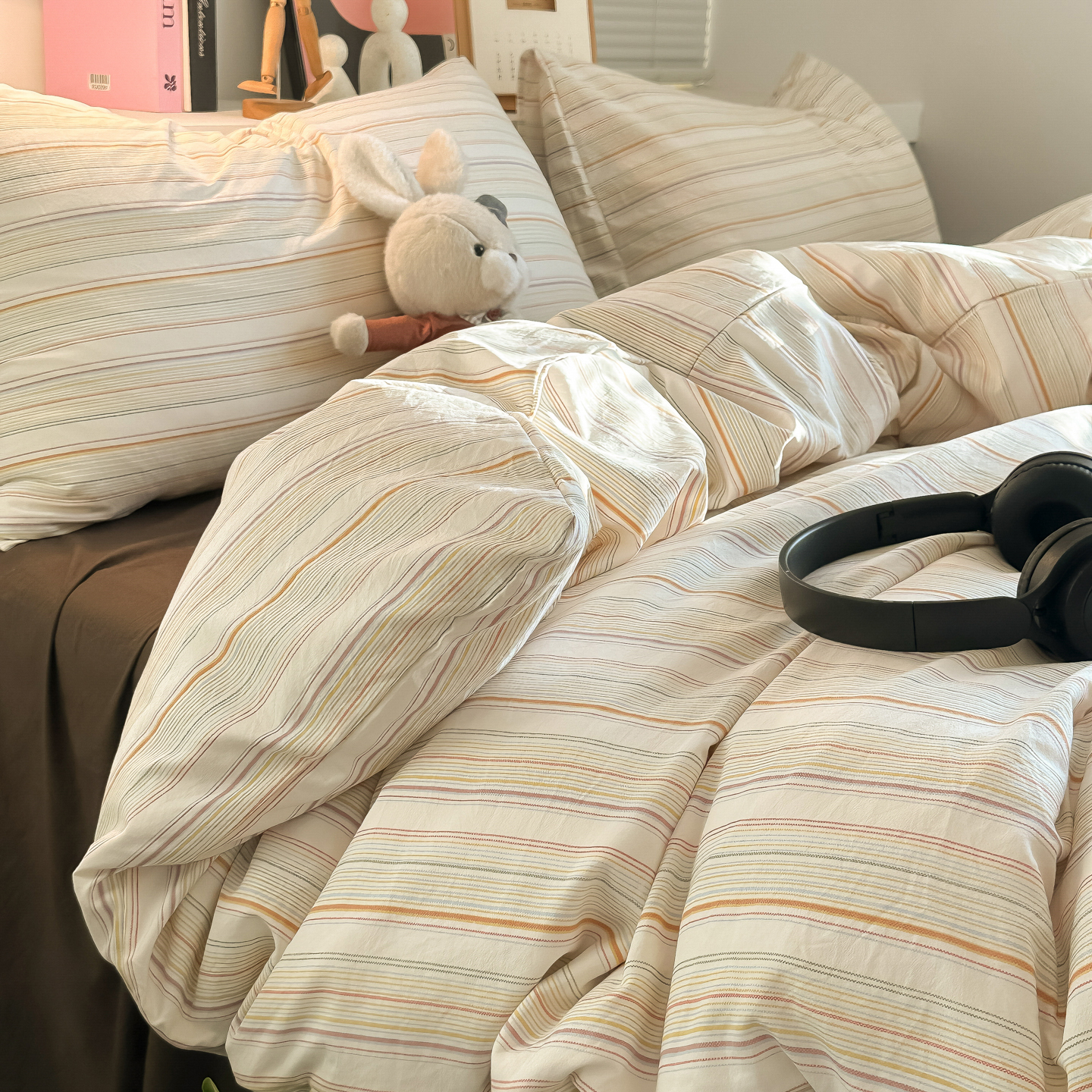 2026新款软糯亲肤仿棉水洗棉三件套四件套 云糖纹