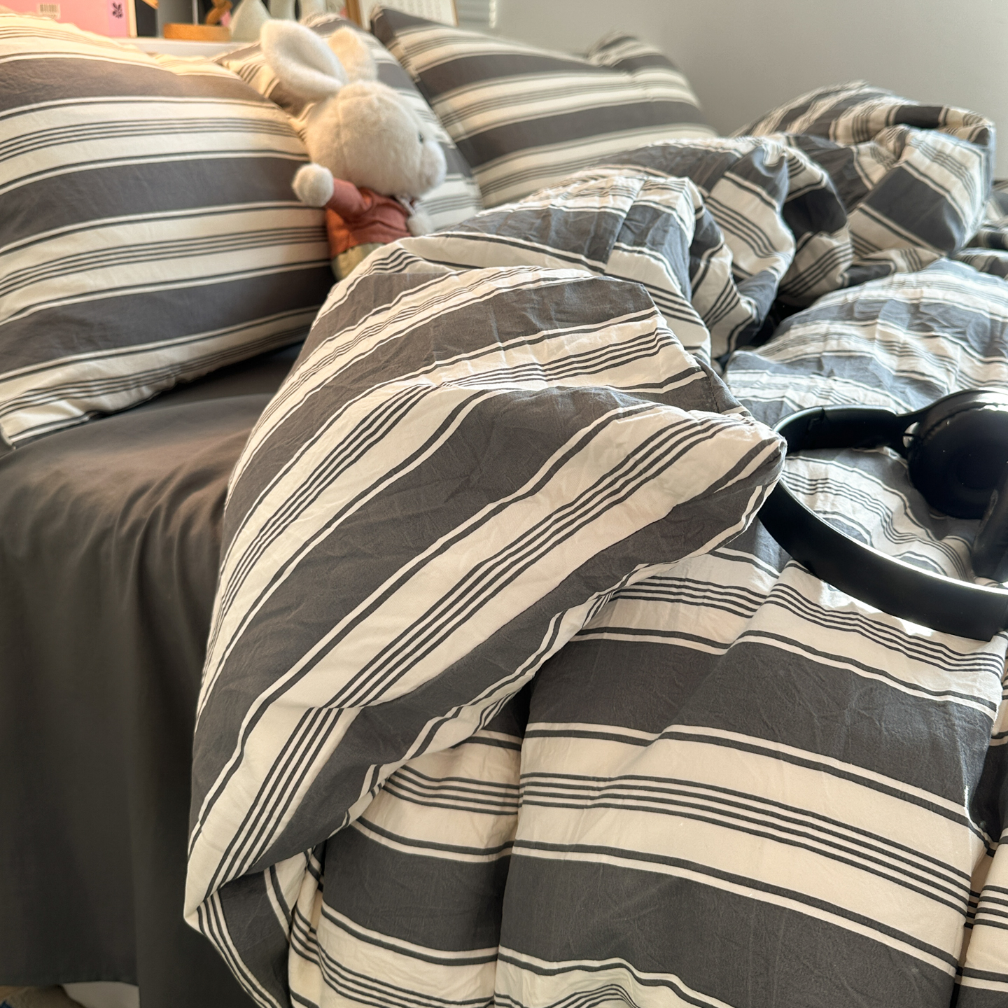 2026新款软糯亲肤仿棉水洗棉三件套四件套 伊凡灰