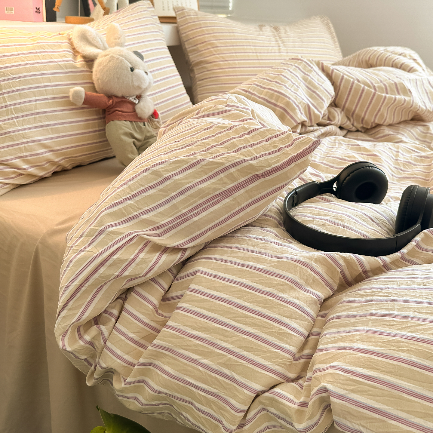 2026新款软糯亲肤仿棉水洗棉三件套四件套 塞西咖