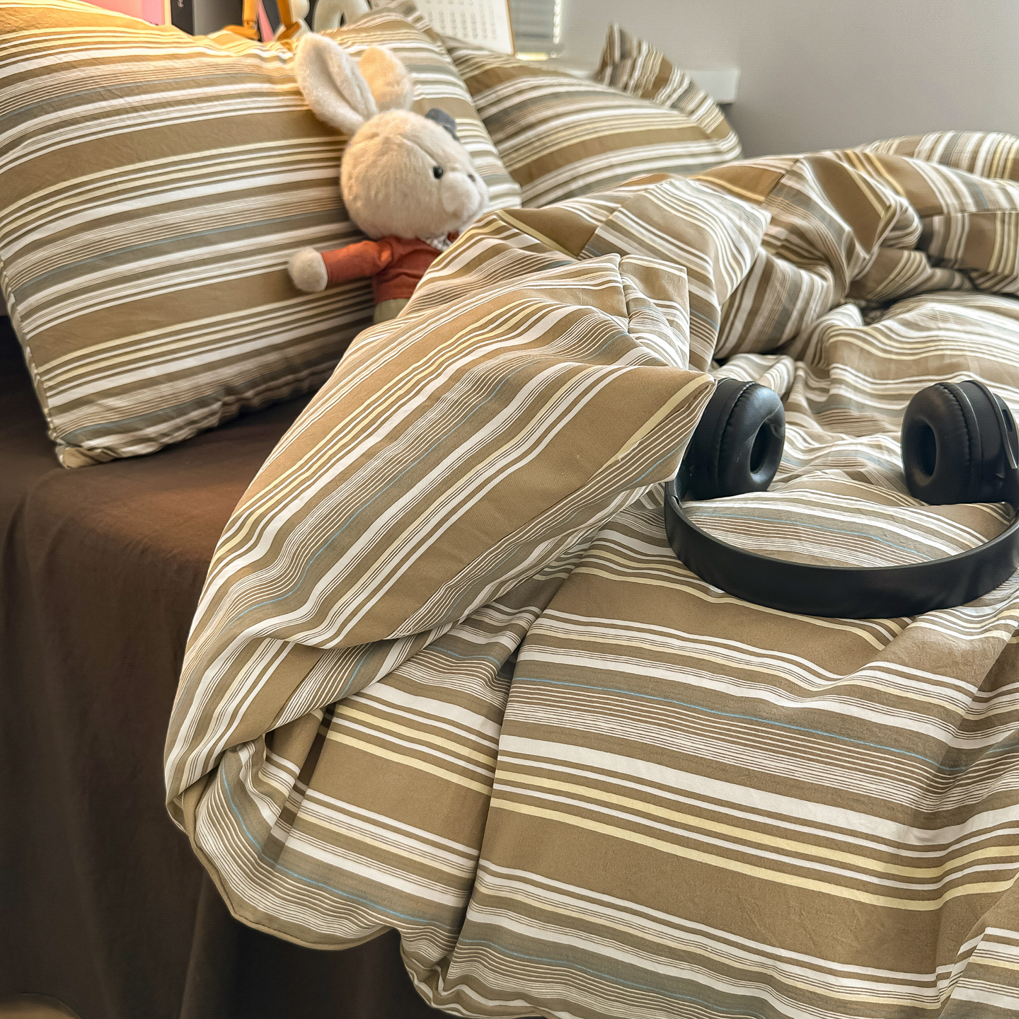 2026新款软糯亲肤仿棉水洗棉三件套四件套 木年轮