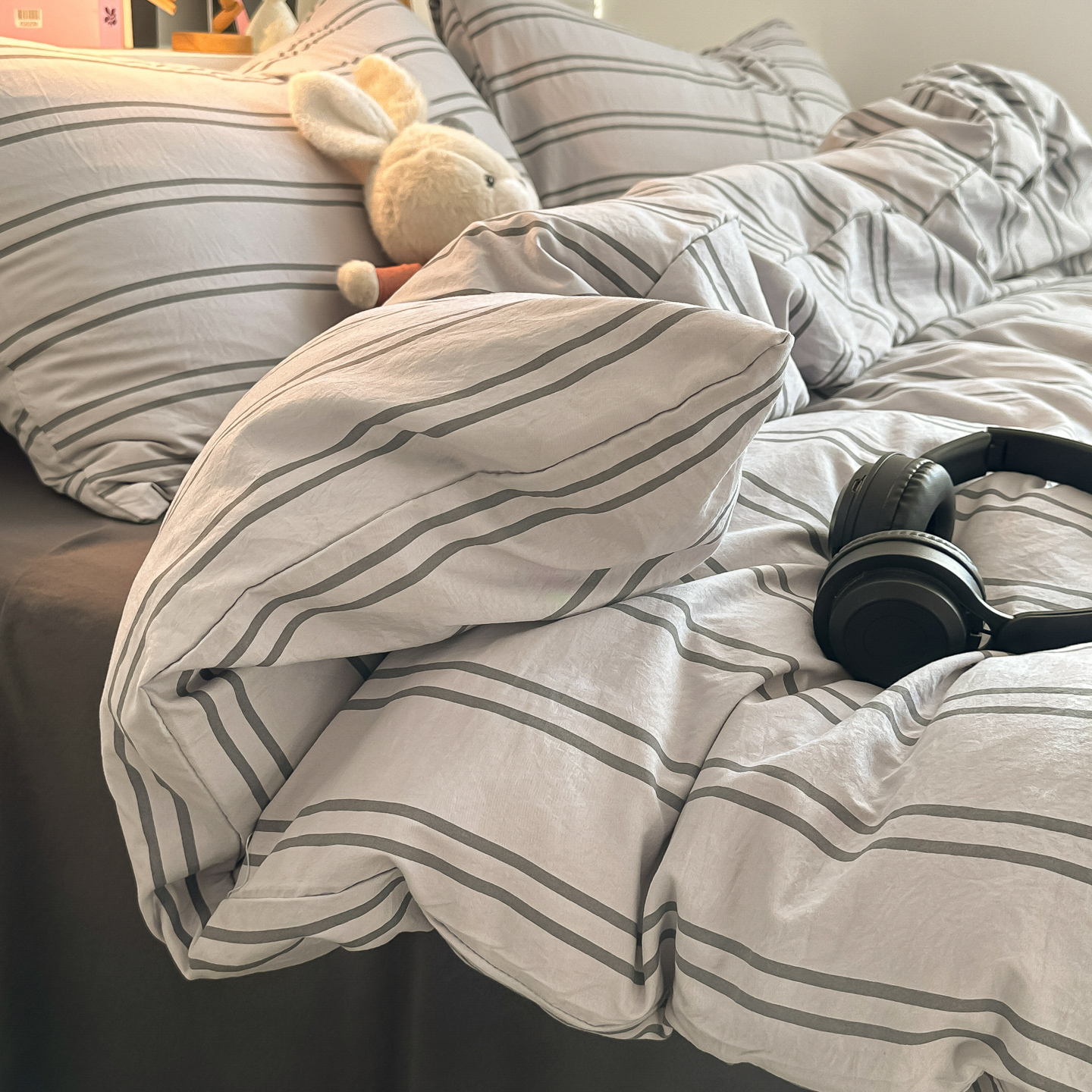 2026新款软糯亲肤仿棉水洗棉三件套四件套 空间灰