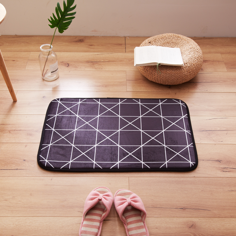 2018新款-会生活 北欧风进门小垫子卧室床边毯长条垫