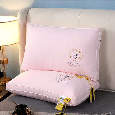 2021新款牛奶大豆纤维枕头枕芯 双边粉色（48x74cm）一只