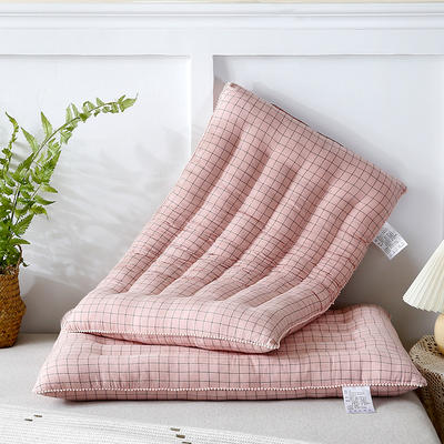 2021新款全棉水洗棉毛球花边枕枕头枕芯48*74cm/只 粉色