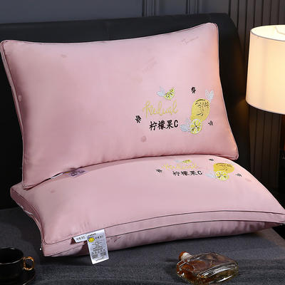 2021新款全棉枕芯果色柠檬枕枕头枕芯48*74cm/只 柠檬枕-粉色