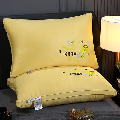 2021新款全棉枕芯果色柠檬枕枕头枕芯48*74cm/只 柠檬枕-黄色