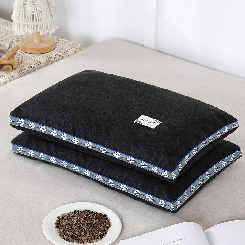 2022新款-麻绒全荞麦枕枕头枕芯 黑色（35*55cm）