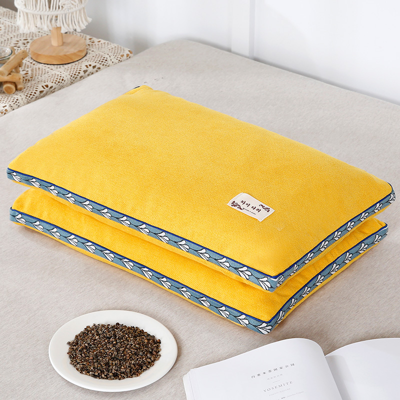 2022新款-麻绒全荞麦枕枕头枕芯 米黄（35*55cm）
