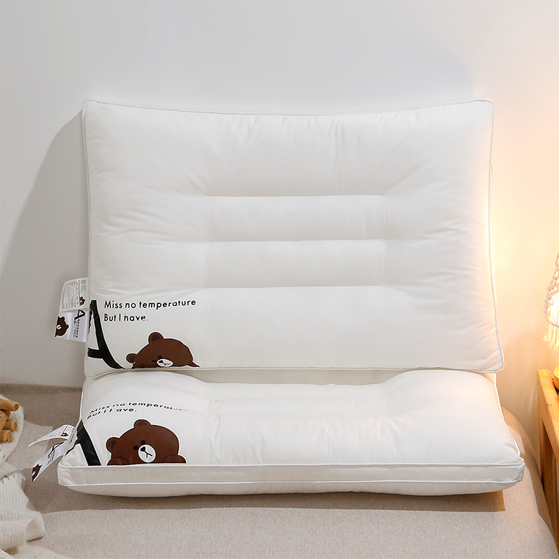 2022新款A类60支卡通小熊款全棉亲子枕芯枕头 双边定型中枕（48*74cm）