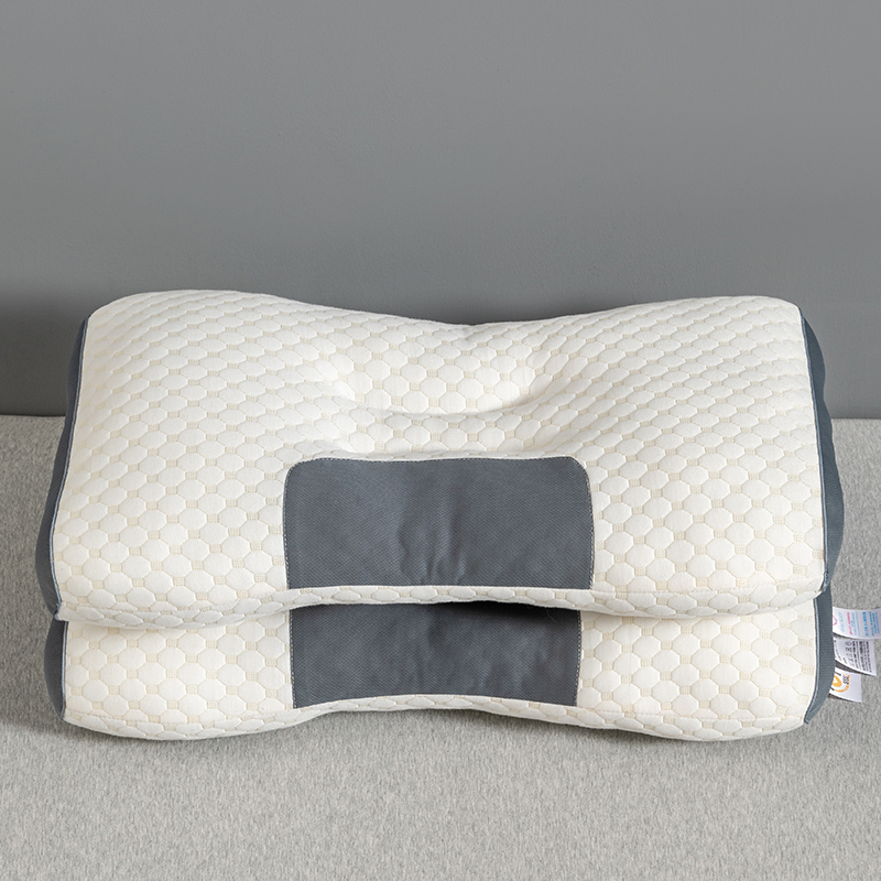 2023新款针织棉按摩护颈枕芯 3DSPA枕头 枕头枕芯 48*74cm 按摩护颈spa枕-灰色低枕 一对装
