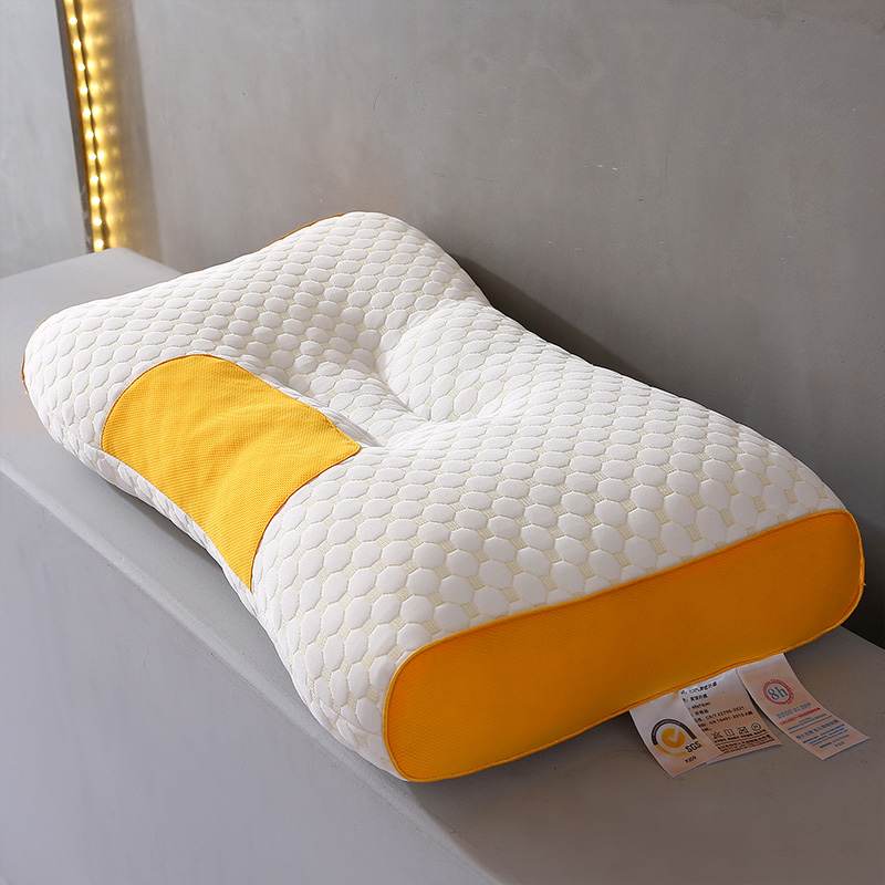 2023新款针织棉按摩护颈枕芯 3DSPA枕头 枕头枕芯 48*74cm 按摩护颈spa枕-橘黄低枕 单只装
