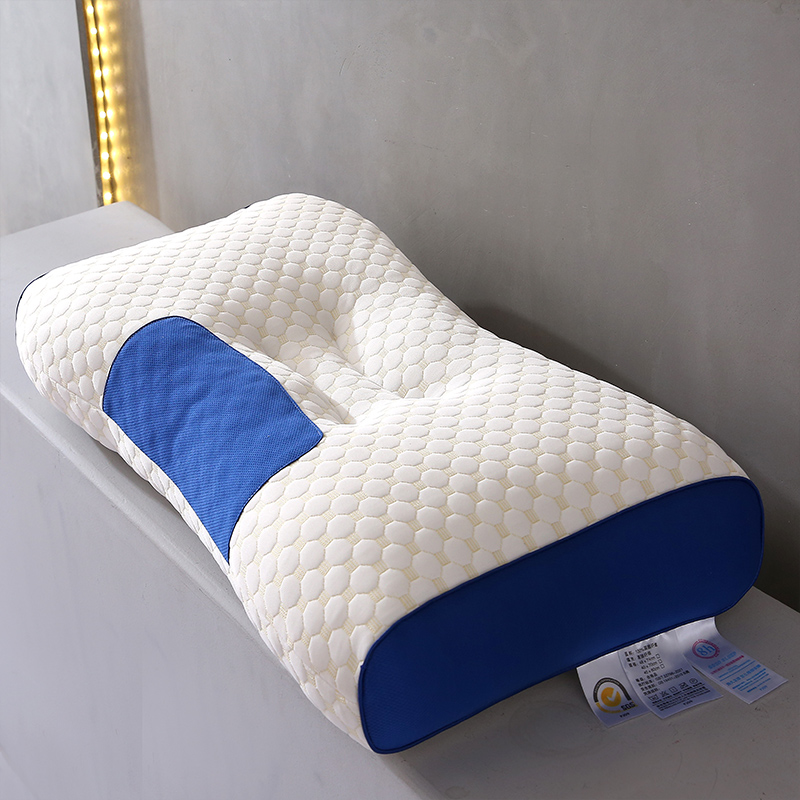 2023新款针织棉按摩护颈枕芯 3DSPA枕头 枕头枕芯 48*74cm 按摩护颈spa枕-蓝色中枕 单只装