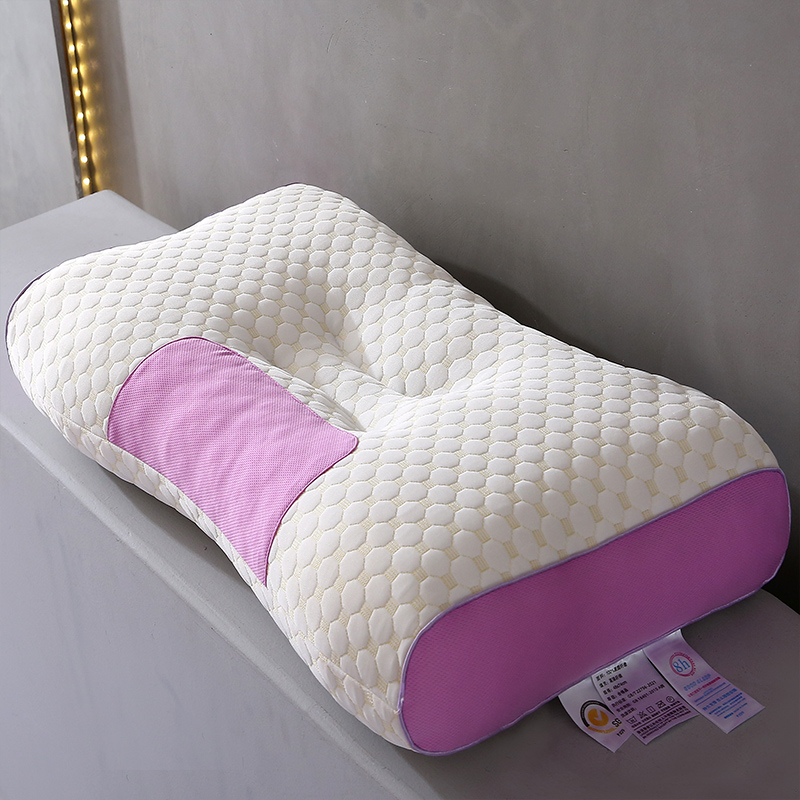 2023新款针织棉按摩护颈枕芯 3DSPA枕头 枕头枕芯 48*74cm 按摩护颈spa枕-粉紫低枕 单只装