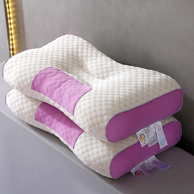 2023新款针织棉按摩护颈枕芯 3DSPA枕头 枕头枕芯 48*74cm 按摩护颈spa枕-粉紫低枕 一对装