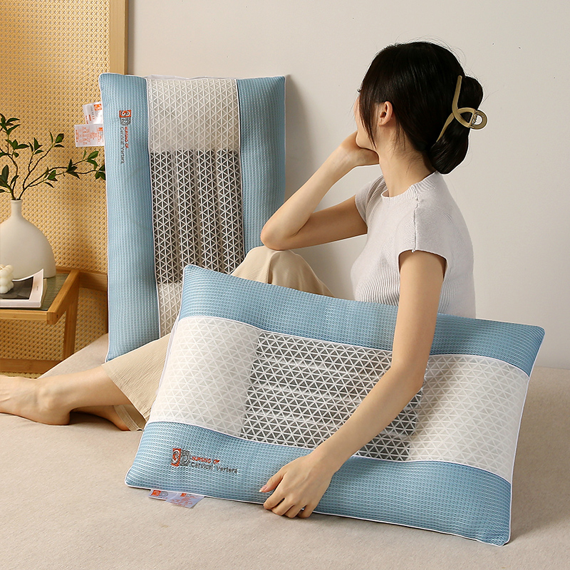 2024款新款四季款3D透气释压枕头枕芯 3D释压决明子枕芯-蓝色/对