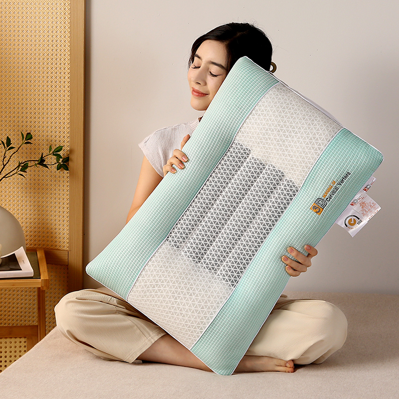 2024款新款四季款3D透气释压枕头枕芯 3D释压决明子枕芯-绿色/只