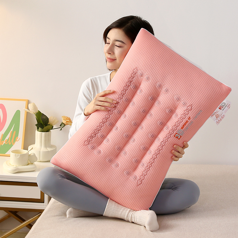 2024款新款四季款3D透气释压枕头枕芯 3D释压42粒磁石枕-粉色/只