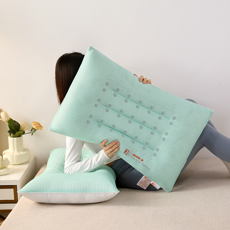 2024款新款四季款3D透气释压枕头枕芯 3D释压42粒磁石枕-绿色/对