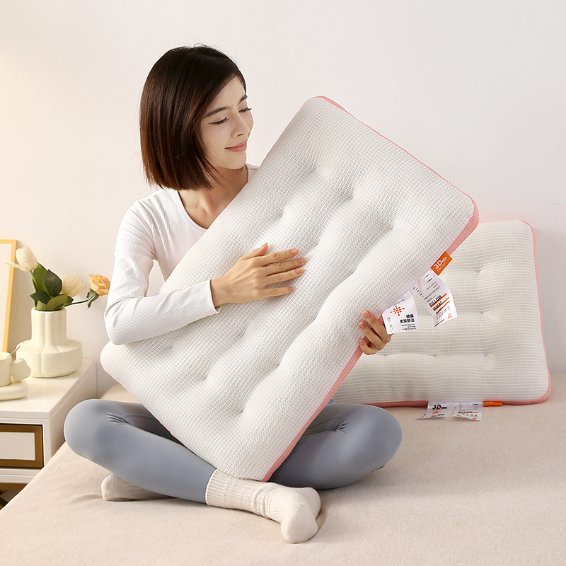 2024款新款四季款3D透气释压枕头枕芯 双面3D释枕-粉色/对