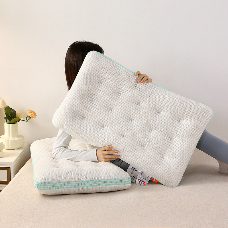 2024款新款四季款3D透气释压枕头枕芯 双面3D释枕-绿色/对