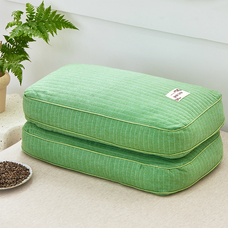 2024新款全棉韩式砂洗全荞麦枕芯 40*60cm/只 韩式砂洗荞麦枕-绿色