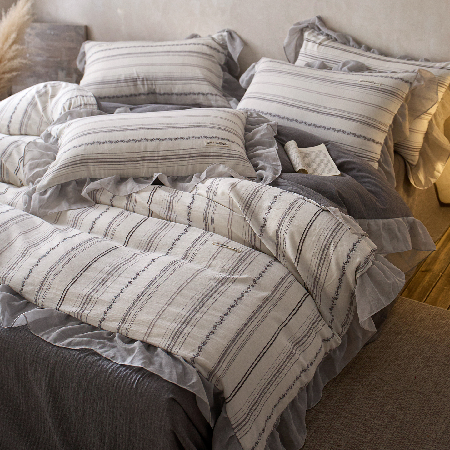 2026新款全棉60s色织剪花花边四件套系列