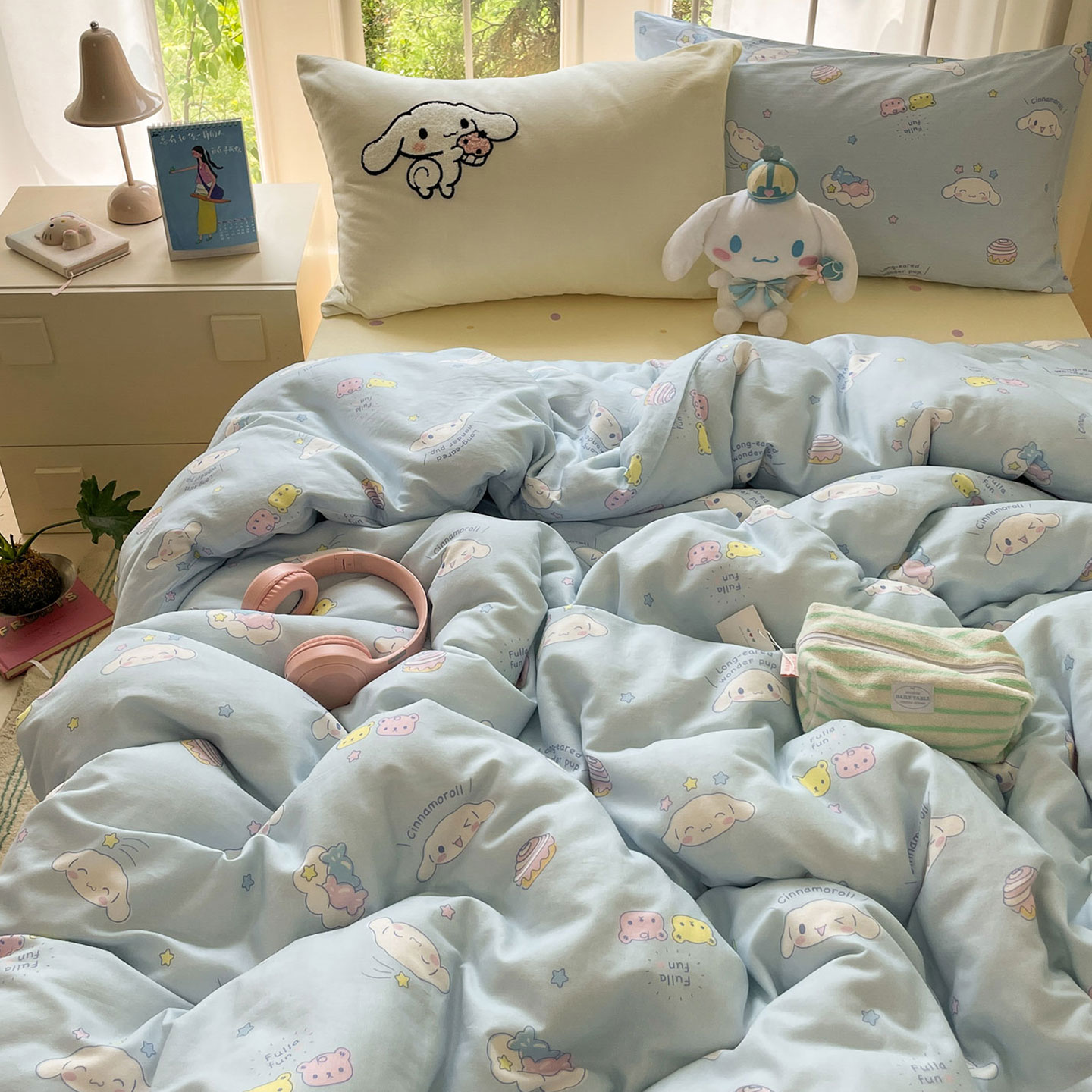 2025新款全棉双层纱三丽鸥刺绣四件套系列-大床 呆萌大耳狗