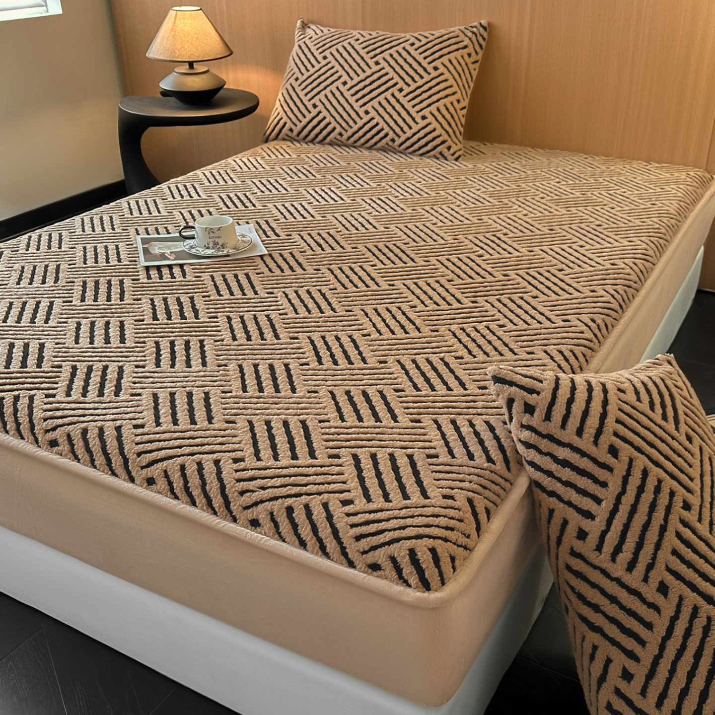 2026新款舒棉绒提花防水床笠-利奥 利奥-云咖