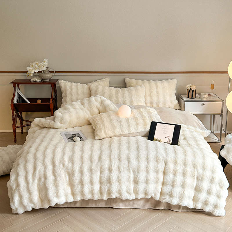 2025新款高奢兔毛四件套 伊丽莎白