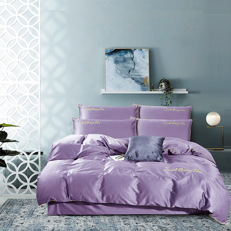 2019新款-绣花四件套美好时光 床单款四件套1.5m（5英尺）床 紫色