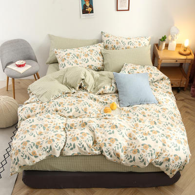 纯棉床单被套素色床单四件套 花卉全棉三件套床笠 1.5m（5英尺）床单款 丝语