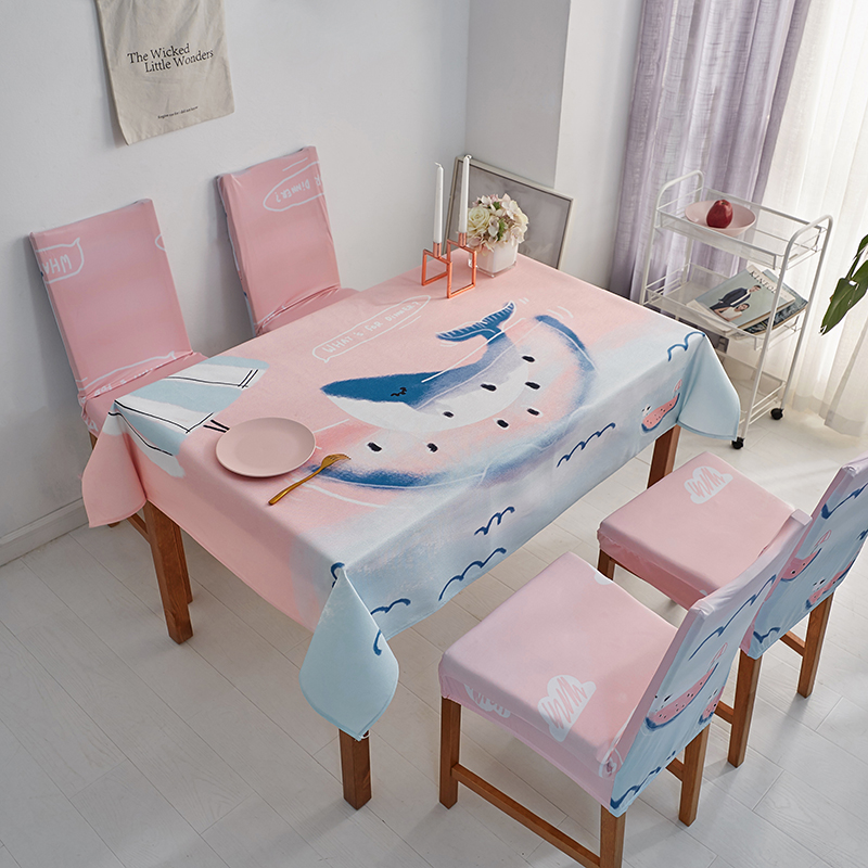 2022新款-餐桌布椅子套 120*120cm 粉色记忆