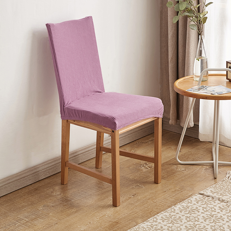 2022新款-弹力餐椅套玉米绒加厚款 通用型 针织罗兰紫