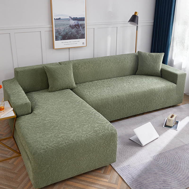 2022新款-立体浮雕藤蔓提花系列沙发套 单人位 草绿