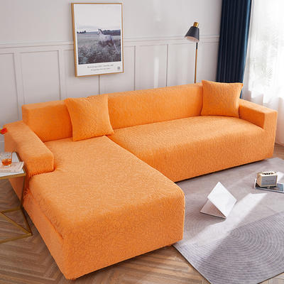 2022新款-立体浮雕藤蔓提花系列沙发套 单人位 橙色