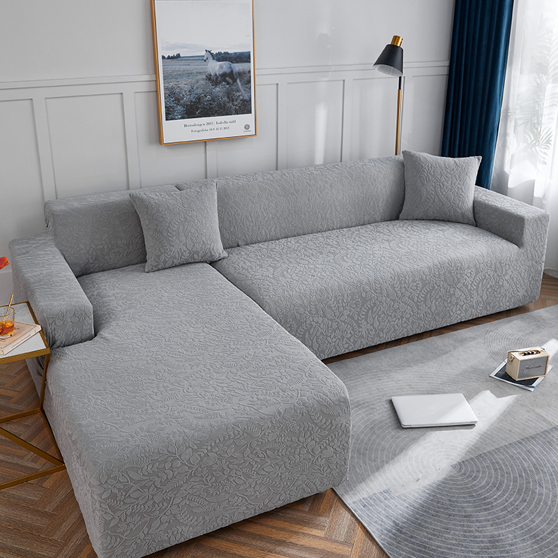 2022新款-立体浮雕藤蔓提花系列沙发套 单人位 空气灰