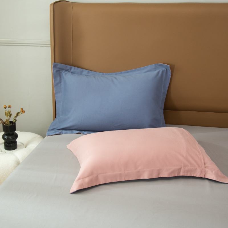 2022新款纯色系-生态磨毛单品枕套系列 48*74cm一对 宾利蓝 温莎粉