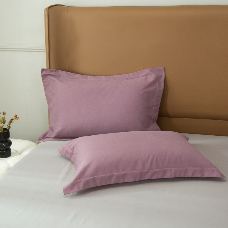 2022新款纯色系-生态磨毛单品枕套系列 48*74cm一对 梦幻紫
