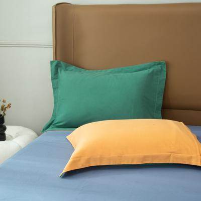 2022新款纯色系-生态磨毛单品枕套系列 48*74cm一对 松石绿 木瓜橘