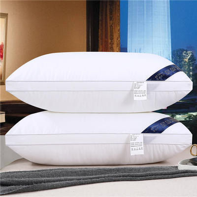 2021新款高端星级酒店羽丝绒枕有标款  48x74 白色立体枕 低枕800克