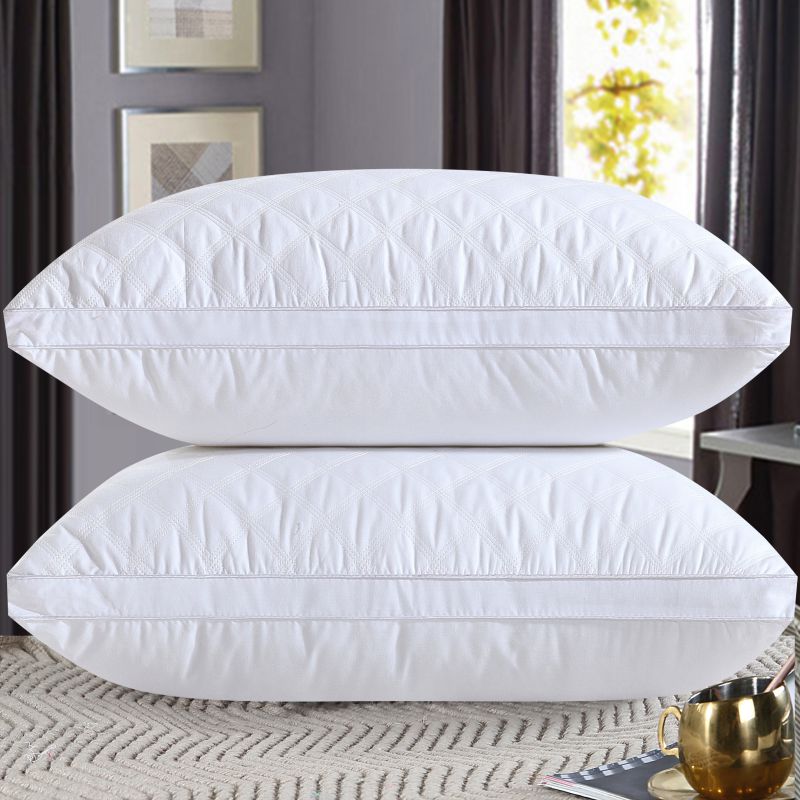 2022新款全棉三线立体绗缝枕头枕芯 低枕绗线白色