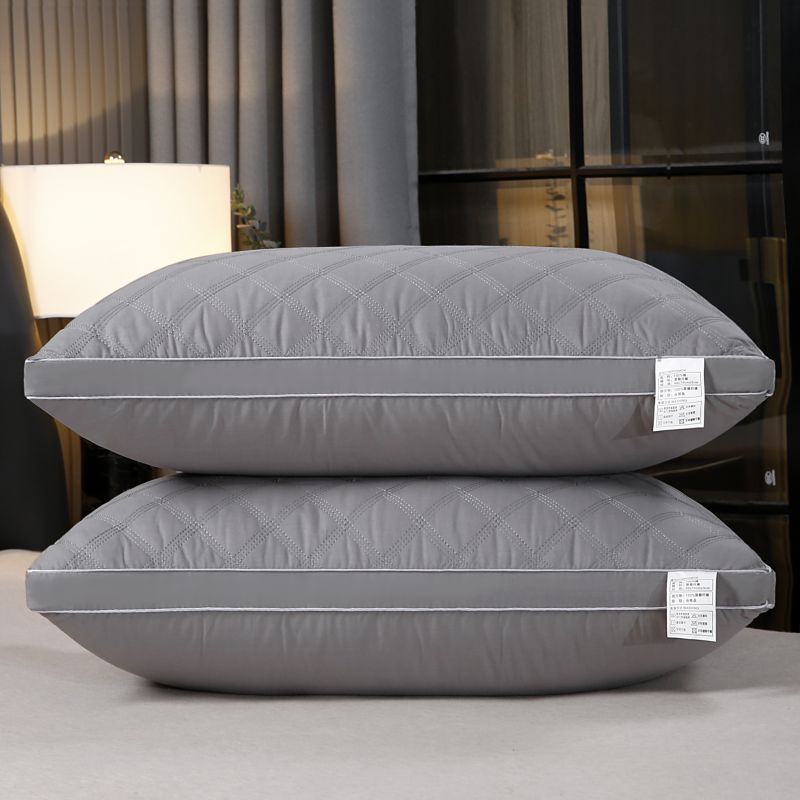 2022新款全棉三线立体绗缝枕头枕芯 低枕绗线灰色