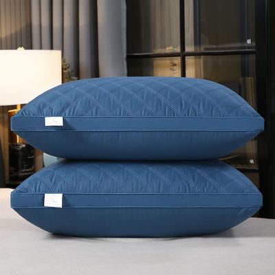 2022新款全棉三线立体绗缝枕头枕芯 低枕绗线蓝色