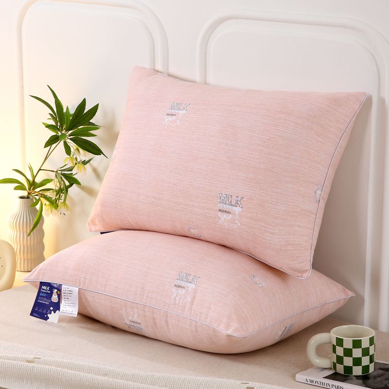 2024新款亲肤舒适加厚磨毛枕头枕芯 单边粉色高枕800g/只