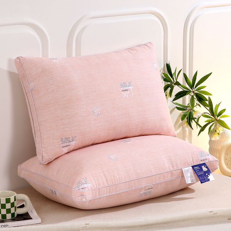 2024新款亲肤舒适加厚磨毛枕头枕芯 立体粉色低枕700g/只