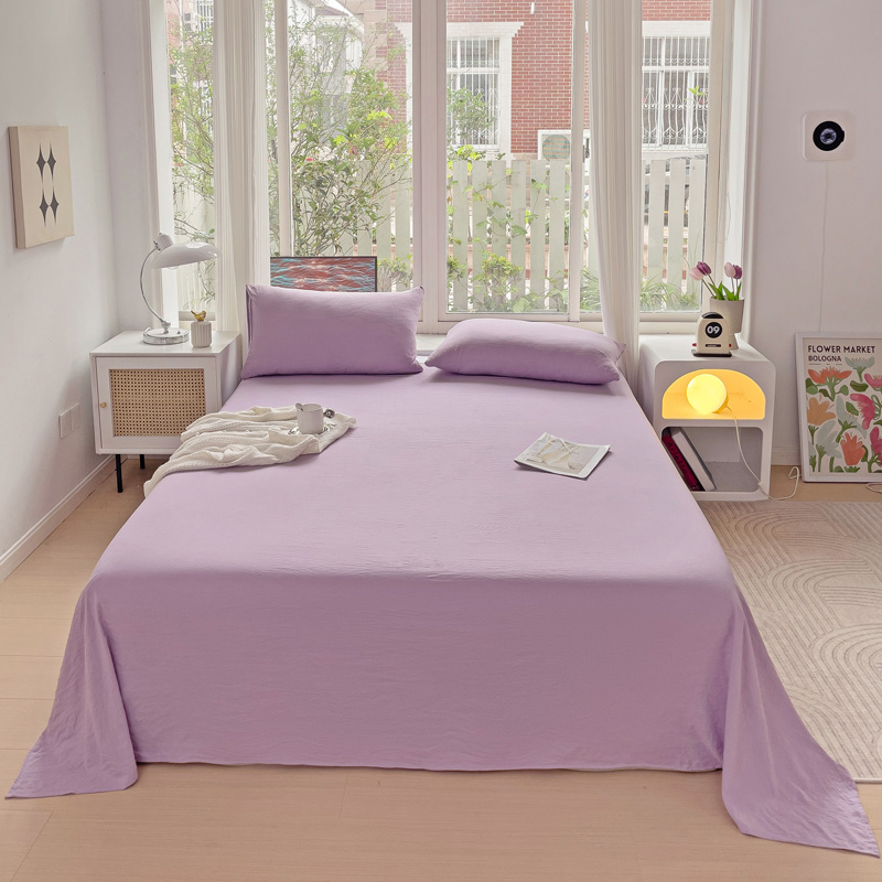 2023新款超柔水洗棉纯色单床单 160*230cm单床单 芋泥紫