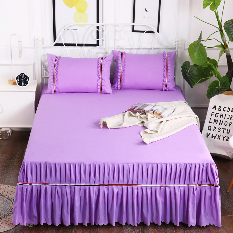 2018新款水洗磨毛单床裙 150*200+45cm 紫色