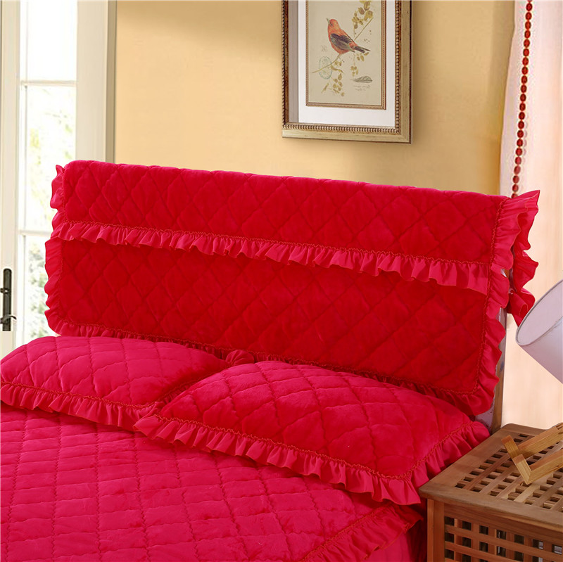 2018新款单品法莱绒夹棉床头罩 120cm*55cm 床头罩 玫红色